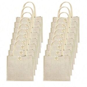 Bachelorette Bridesmaids Linen Tote Bag - Neutral Cream (Set of 12)